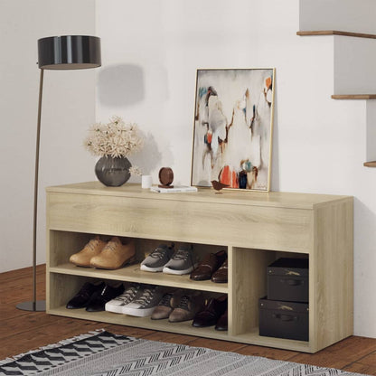 Shoe Storage Bench Sonoma Oak 3 Compartments Wide & Long
