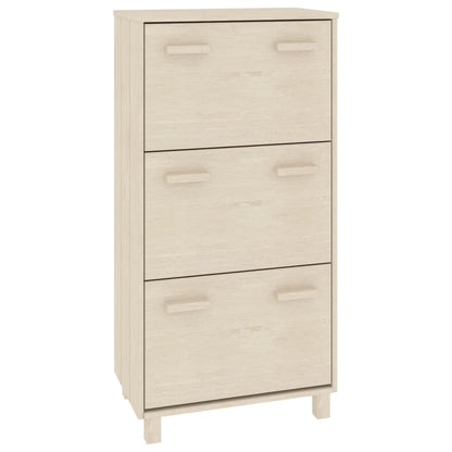 Shoe Cabinet Honey Solid Pine 3 Compartments Medium Height
