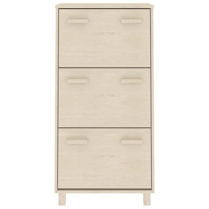 Shoe Cabinet Honey Solid Pine 3 Compartments Medium Height