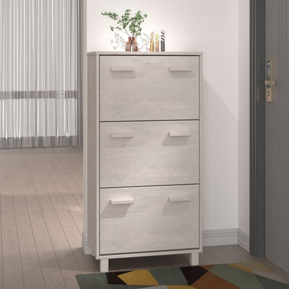Shoe Cabinet Honey Solid Pine 3 Compartments Medium Height