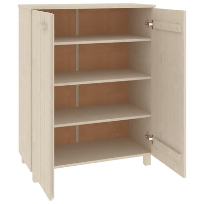 Shoe Cabinet Honey Solid Pine 2 Compartments Medium Height