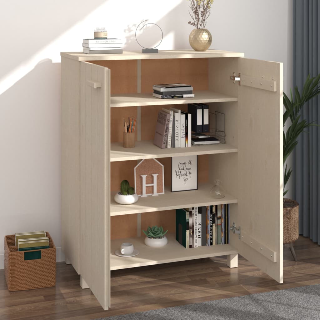 Shoe Cabinet Honey Solid Pine 2 Compartments Medium Height