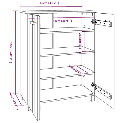 Shoe Cabinet Honey Solid Pine 2 Compartments Medium Height