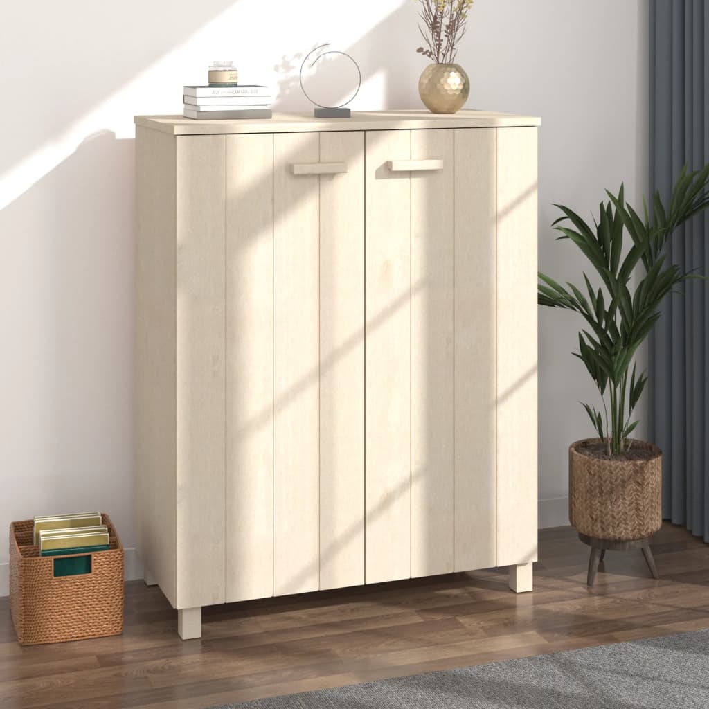 Shoe Cabinet Honey Solid Pine 2 Compartments Medium Height
