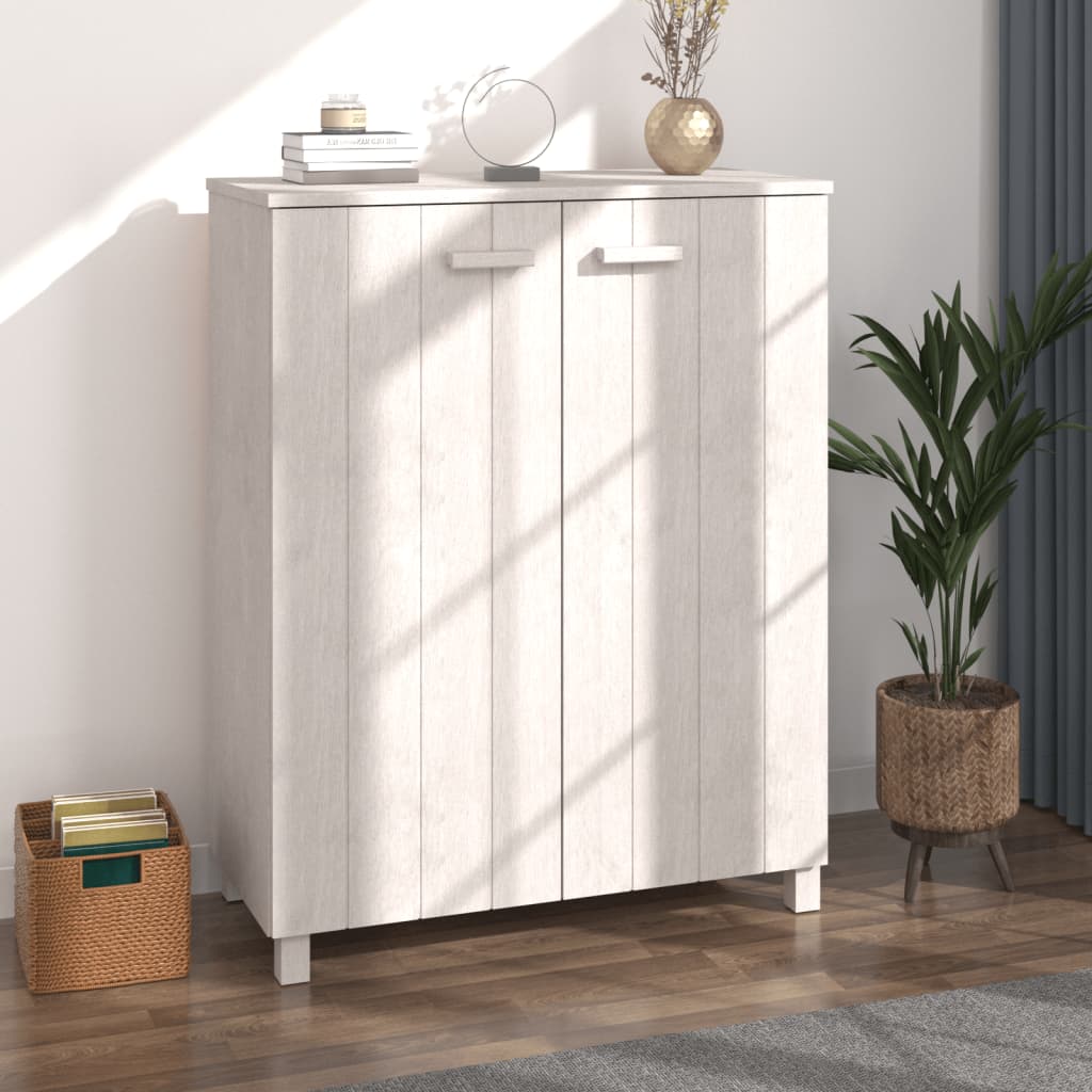 Shoe Cabinet Honey Solid Pine 2 Compartments Medium Height