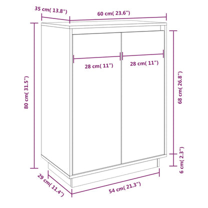 Shoe Cabinet Solid Pine Wood Tall 2 Compartments