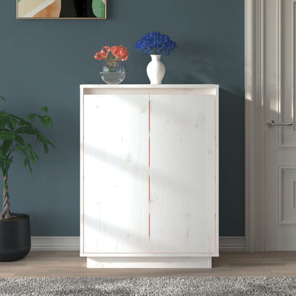 Shoe Cabinet Solid Pine Wood Tall 2 Compartments
