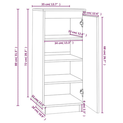 Shoe Cabinet Solid Pine Wood Tall & Skinny 2 Compartments