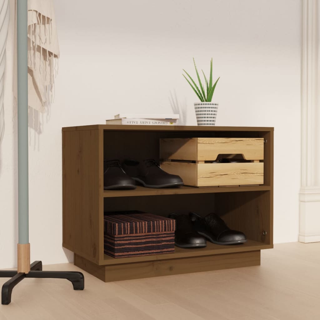 Shoe Cabinet Solid Pine Wood Wide & Deep 2 Compartments
