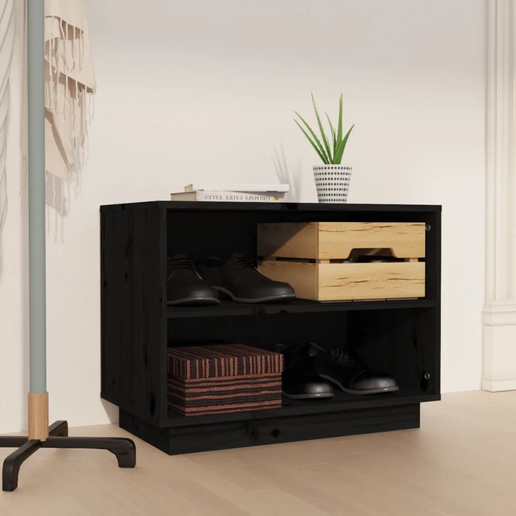Shoe Cabinet Solid Pine Wood Wide & Deep 2 Compartments