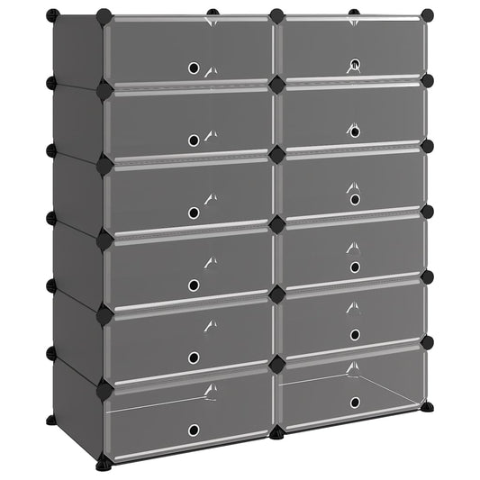 Shoe Rack Transparent Polypropylene & Steel Large