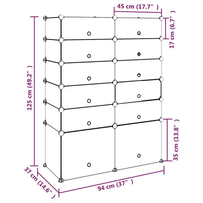 Shoe Rack Transparent Polypropylene & Steel Large