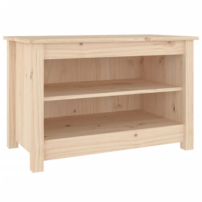 23" Scandinavian Compact Natural Solid Pine Shoe Bench With 2 Tiers