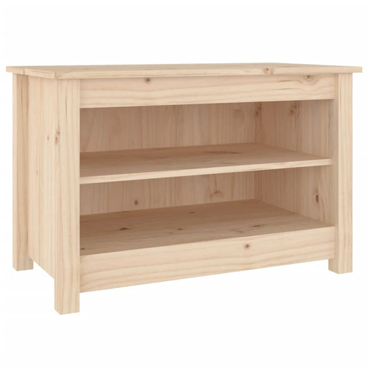 23" Scandinavian Compact Natural Solid Pine Shoe Bench With 2 Tiers