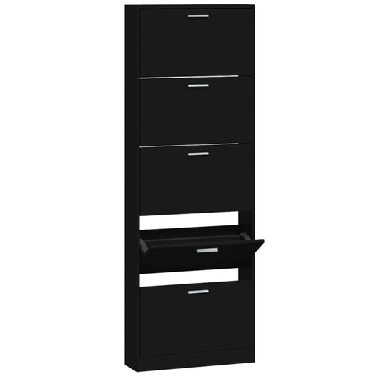 Shoe Cabinet Hand-Finished Pine 5 Drop-Down Drawers Tall & Narrow