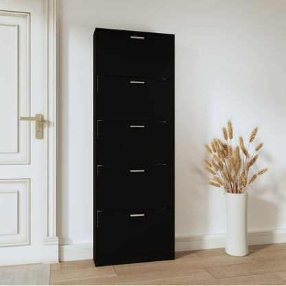 Shoe Cabinet Hand-Finished Pine 5 Drop-Down Drawers Tall & Narrow