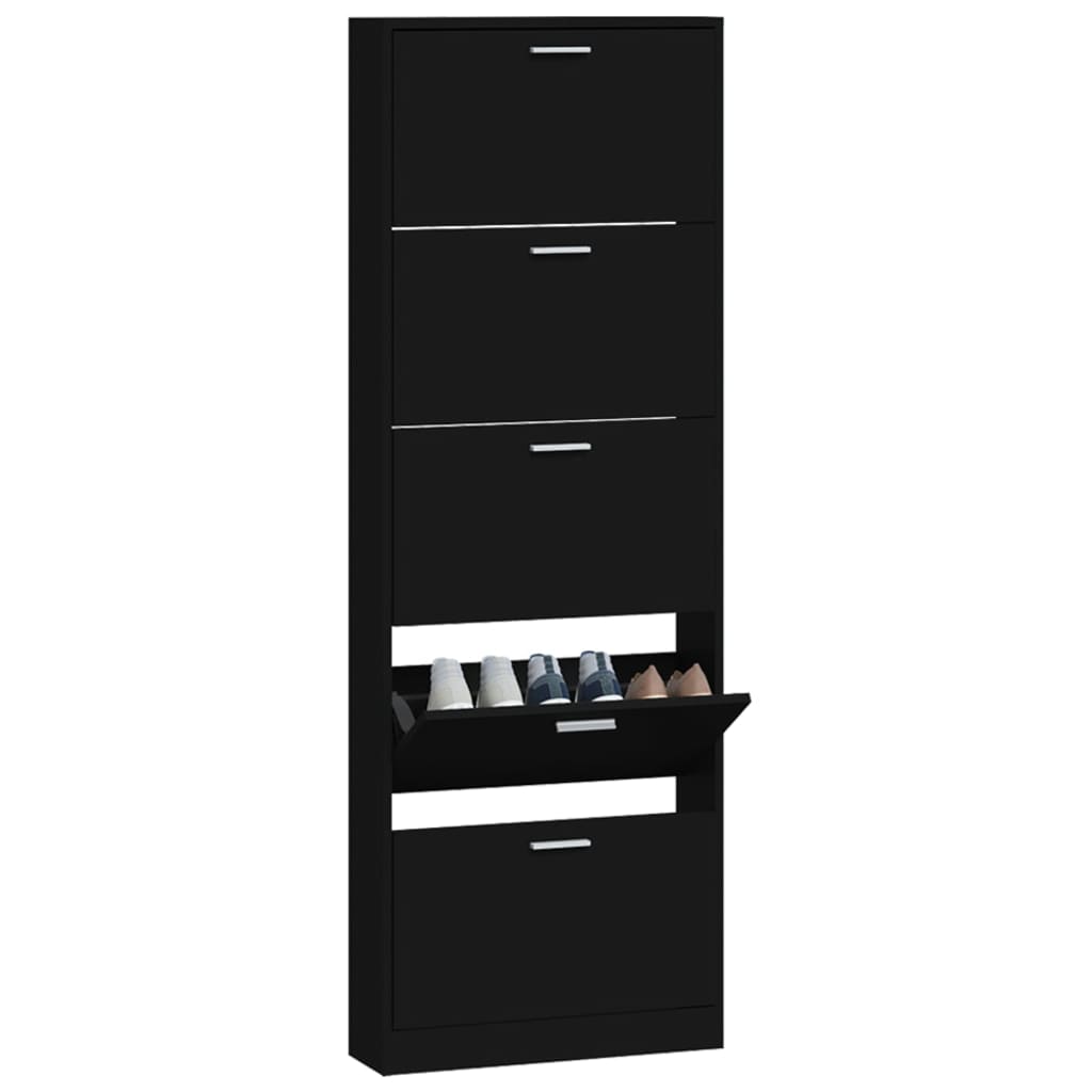 Shoe Cabinet Hand-Finished Pine 5 Drop-Down Drawers Tall & Narrow