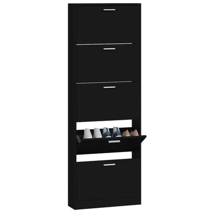 Shoe Cabinet Hand-Finished Pine 5 Drop-Down Drawers Tall & Narrow