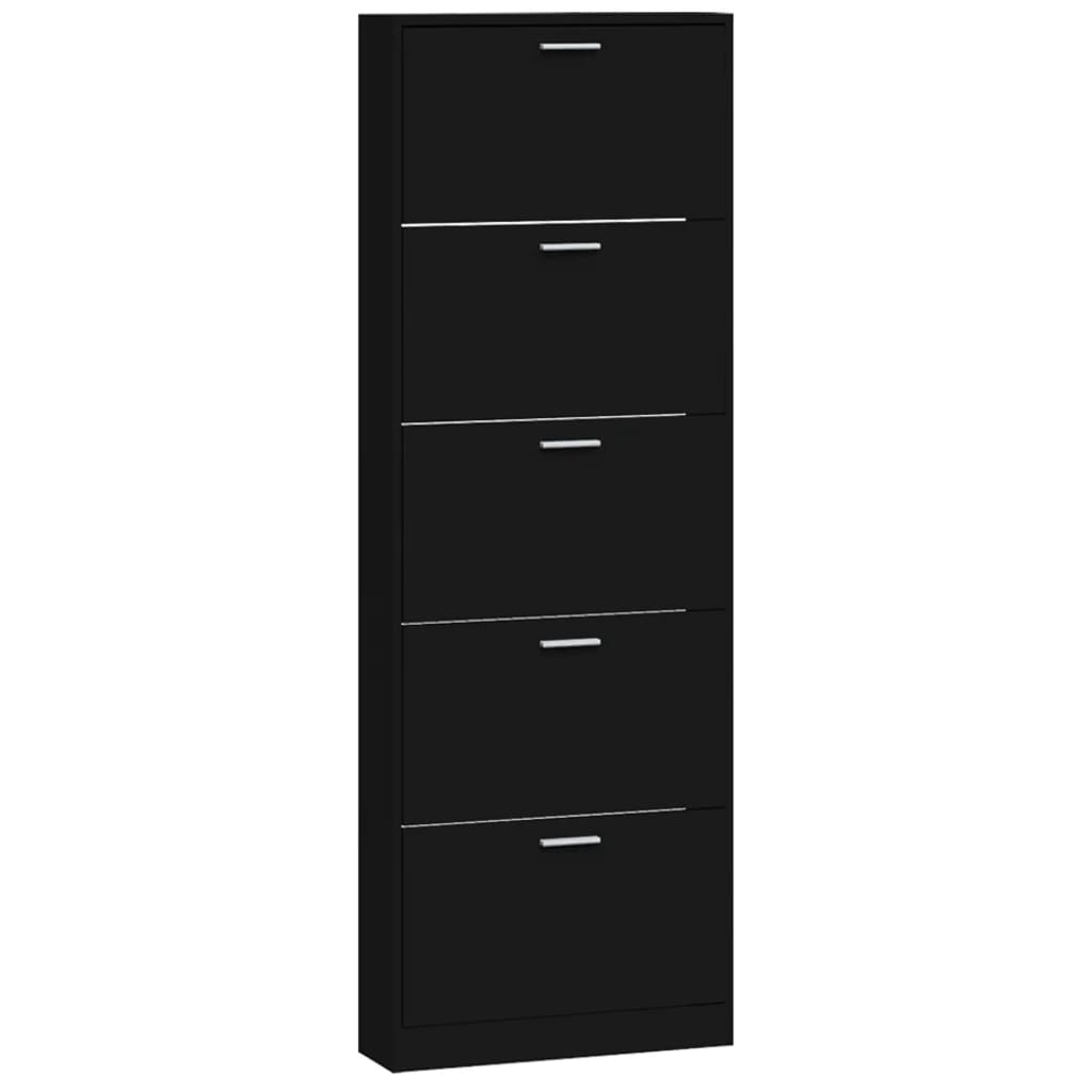 Shoe Cabinet Hand-Finished Pine 5 Drop-Down Drawers Tall & Narrow