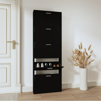 Shoe Cabinet Hand-Finished Pine 5 Drop-Down Drawers Tall & Narrow