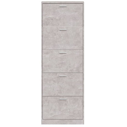 Shoe Cabinet Concrete-Finished Pine 5 Drop-Down Drawers Tall & Narrow