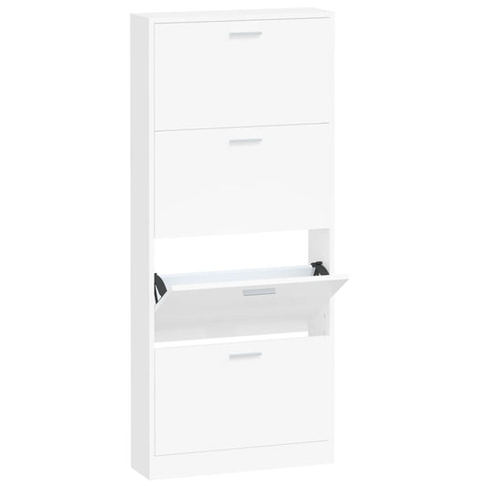 Shoe Cabinet Hand-Finished Pine 4 Drop-Down Drawers Tall & Narrow