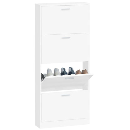 Shoe Cabinet Hand-Finished Pine 4 Drop-Down Drawers Tall & Narrow