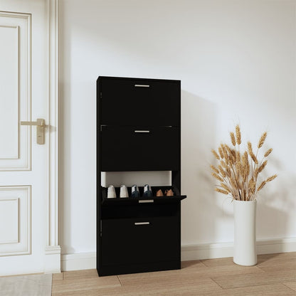 Shoe Cabinet Hand-Finished Pine 4 Drop-Down Drawers Tall & Narrow