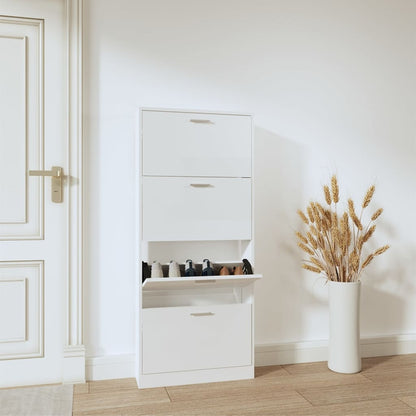 Shoe Cabinet Hand-Finished Pine 4 Drop-Down Drawers Tall & Narrow