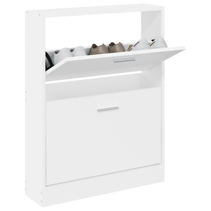 Shoe Cabinet Natural Solid Pine Medium 2 Drop-Down Drawers