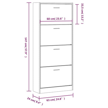 Shoe Cabinet Natural Solid Pine 1 Drop-Down Drawers