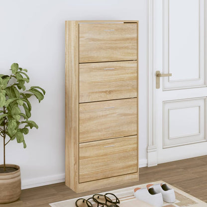 Shoe Cabinet Natural Solid Pine 1 Drop-Down Drawers