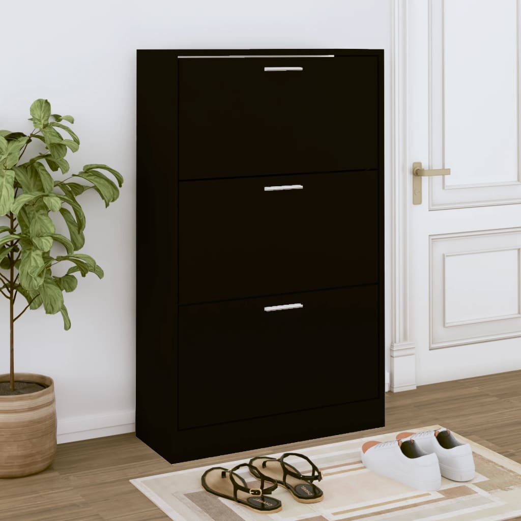 Shoe Cabinet Hand-Finished Pine 2 Drop-Down Drawers Rectangular