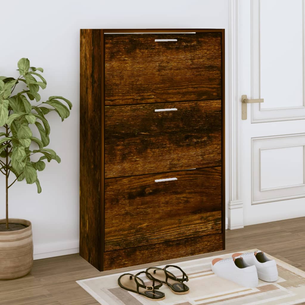 Shoe Cabinet Hand-Finished Pine 2 Drop-Down Drawers Rectangular