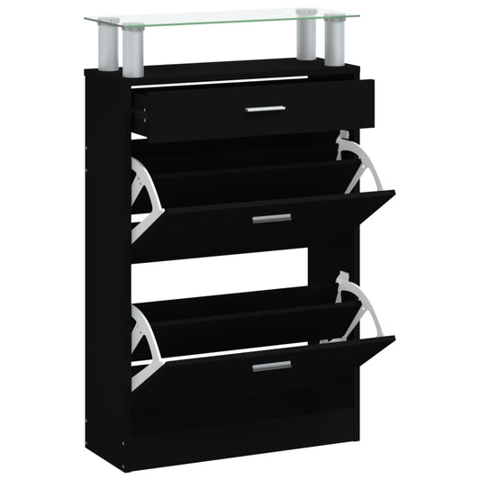 Shoe Cabinet Hand-Finished Pine 3 Drop-Down Drawers Rectangular