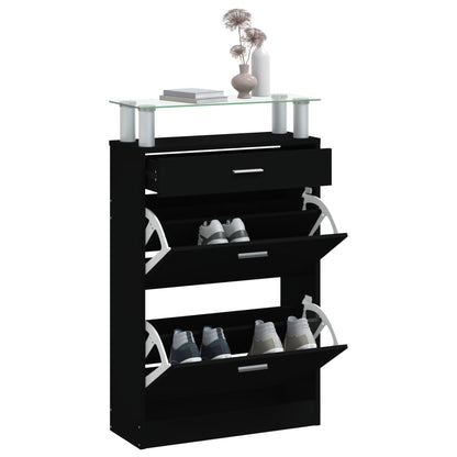Shoe Cabinet Hand-Finished Pine 3 Drop-Down Drawers Rectangular