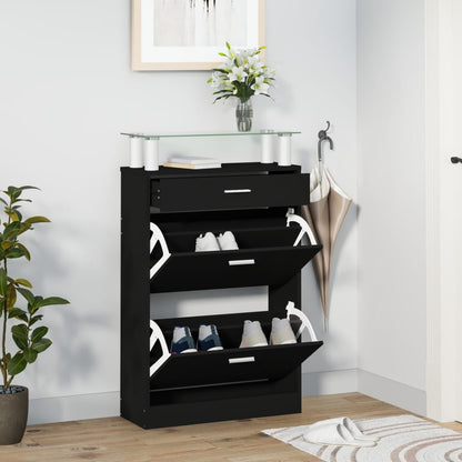 Shoe Cabinet Hand-Finished Pine 3 Drop-Down Drawers Rectangular