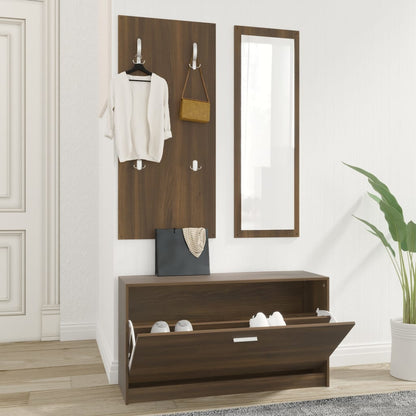 3-in-1 Shoe Cabinet Set Black Engineered Wood
