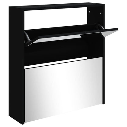 Shoe Cabinet Natural Solid Pine & Glass Medium 2 Drop-Down Drawers