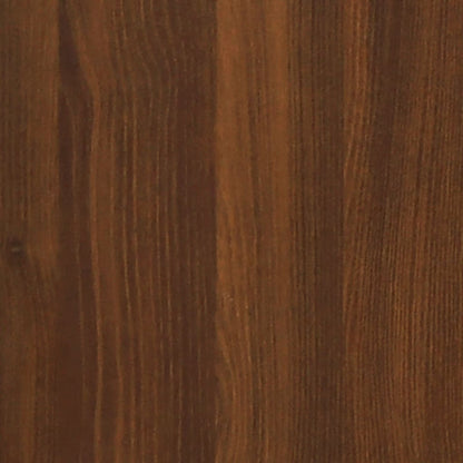 Shoe Cabinet Brown Oak & Mirror Glass Tall & Narrow