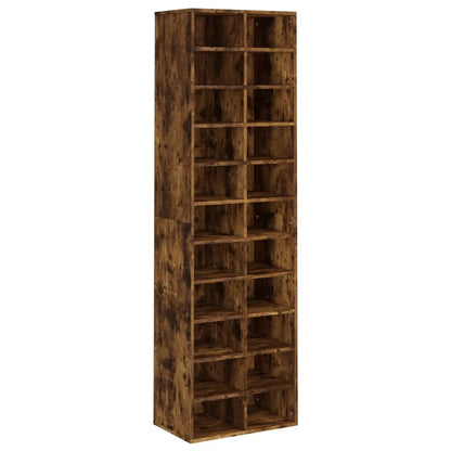 Shoe Cabinet Smoked Oak 24 Drawers Tall