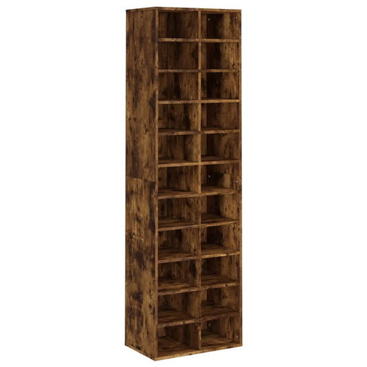 Shoe Cabinet Smoked Oak 24 Drawers Tall