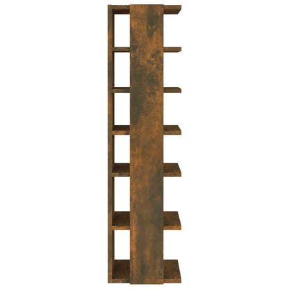 10" Narrow & Tall Smoked Oak Shoe Cabinet With 6 Tiers