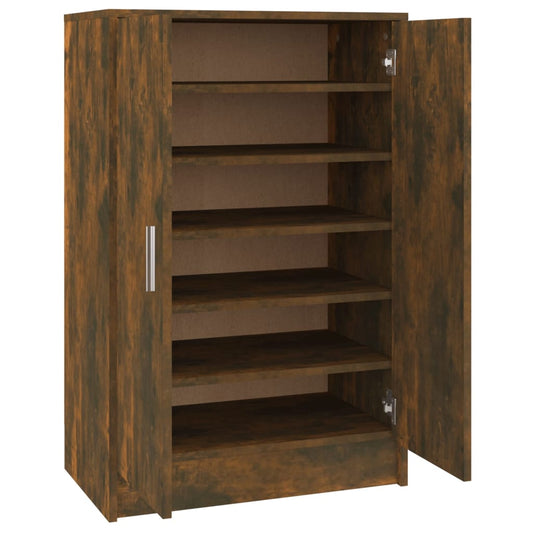 Flow Shoe Cabinet Smoked Oak 5 Drawers Tall & Wide