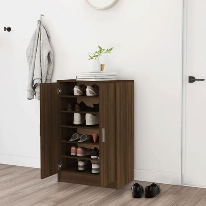 Flow Shoe Cabinet Smoked Oak 5 Drawers Tall & Wide