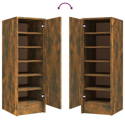 Shoe Cabinet Smoked Oak 6 Drawers Tall