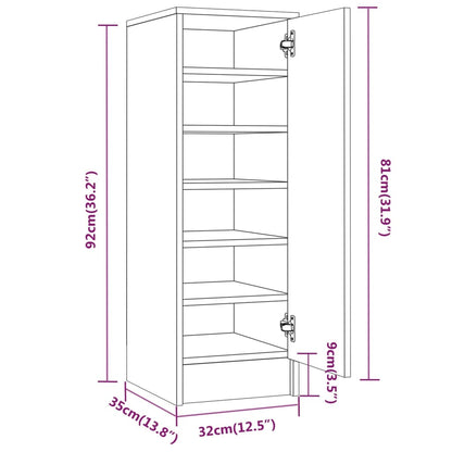Shoe Cabinet Smoked Oak 6 Drawers Tall