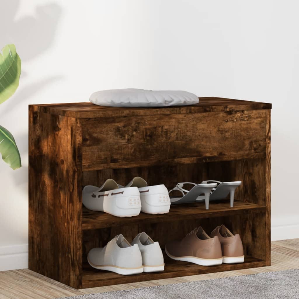 Shoe Chest Smoked Oak Wide & Deep 5 Compartments