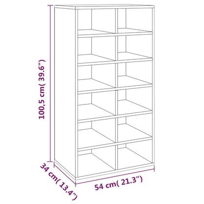Shoe Cabinet Sonoma Reclaimed Wood 12 Compartments Tall & Skinny