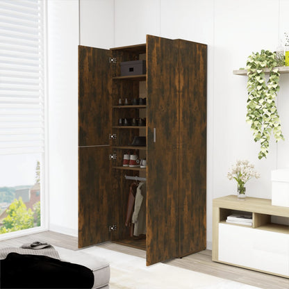 Shoe Cabinet Smoked Oak Tall & Skinny 7 Compartments